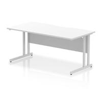 Impulse 1600 x 800mm Scalloped Desk White Top Silver Cantilever Leg