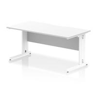 Impulse 1600 x 800mm Scalloped Edge Straight Office Desk White Top White Cable M