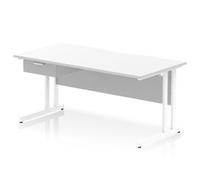 Impulse 1600 x 800mm Scalloped Desk White Top White Cantilever 1D Ped