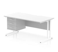Impulse 1600 x 800mm Scalloped Desk White Top White Cantilever 3D Ped
