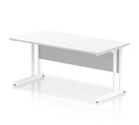 Impulse 1600 x 800mm Scalloped Edge Straight Office Desk White Top White Cantile