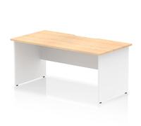 Impulse 1600 x 800mm Scalloped Edge Straight Office Desk Maple Top White Panel End Leg