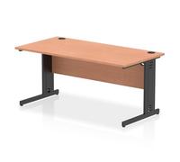 Impulse 1600 x 800mm Straight Office Desk Beech Top Black Cable Managed Leg