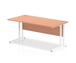 Impulse 1600 x 800mm Straight Office Desk Beech Top White Cantilever Leg