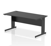 Impulse 1600 x 800mm Straight Office Desk Black Top Black Cable Managed Leg