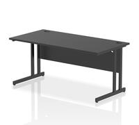 Impulse 1600x800mm Straight Office Desk Black Top Black Cantilever Leg