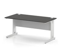 Impulse 1600 x 800mm Straight Office Desk Carbon Grey Top White Cable Managed Leg