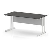 Impulse 1600 x 800mm Straight Office Desk Carbon Grey Top White Cantilever Leg