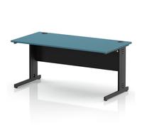 Impulse 1600 x 800mm Straight Office Desk Dark Teal Top Black Cable Managed Leg