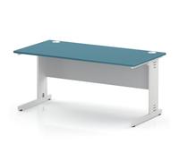 Impulse 1600 x 800mm Straight Office Desk Dark Teal Top White Cable Managed Leg