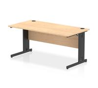 Impulse 1600 x 800mm Straight Office Desk Maple Top Black Cable Managed Leg