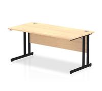 Impulse 1600 x 800mm Straight Office Desk Maple Top Black Cantilever Leg