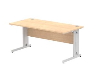 Impulse 1600 x 800mm Straight Office Desk Maple Top Silver Cable Managed Leg