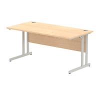 Impulse 1600 x 800mm Straight Office Desk Maple Top Silver Cantilever Leg