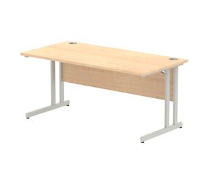 Impulse 1600 x 800mm Straight Office Desk Maple Top Silver Cantilever Leg