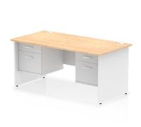 Impulse 1600x800 Desk Maple/White Panel End with 2x2 Drawer Fixed Ped