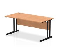 Impulse 1600 x 800mm Straight Office Desk Oak Top Black Cantilever Leg