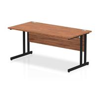 Impulse 1600 x 800mm Straight Office Desk Walnut Top Black Cantilever Leg