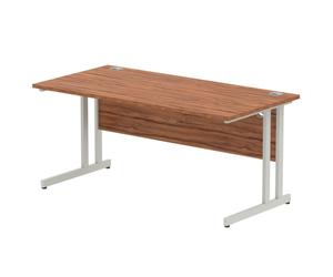 Impulse 1600 x 800mm Straight Office Desk Walnut Top Silver Cantilever Leg