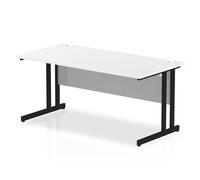 Impulse 1600 x 800mm Straight Office Desk White Top Black Cantilever Leg
