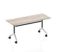 Dynamic Impulse 1600mm Flip Top Rectangular Table Grey Oak Finish Silv