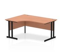 Impulse 1600mm Left Crescent Desk Beech Top Black Cantilever Leg