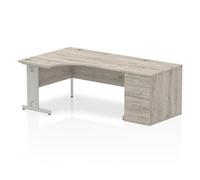 dynamic Ergonomic Desk Impulse IWSLC168WCMGRY Grey Oak 2030 mm x 800 mm x 730 mm