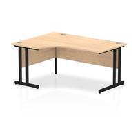 Impulse 1600mm Left Crescent Desk Maple Top Black Cantilever Leg