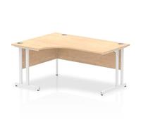 Impulse 1600mm Left Crescent Desk Maple Top White Cantilever Leg