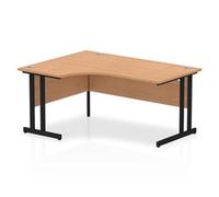 Impulse 1600mm Left Crescent Desk Oak Top Black Cantilever Leg