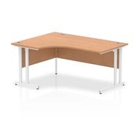 Impulse 1600mm Left Crescent Desk Oak Top White Cantilever Leg I002844