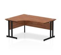 Impulse 1600mm Left Crescent Desk Walnut Top Black Cantilever Leg