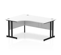 Impulse 1600mm Left Crescent Desk White Top Black Cantilever Leg