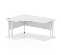 Impulse 1600mm Left Crescent Desk White Top White Cantilever Leg
