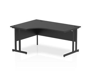 Impulse 1600mm Left Crescent Office Desk Black Top Black Cantilever Leg