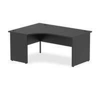 Impulse 1600mm Left Crescent Office Desk Black Top Panel End Leg