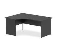 Impulse 1600mm Left Crescent Office Desk Black Top Panel End Leg