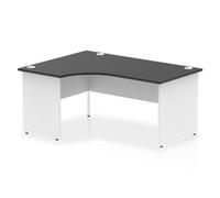 Impulse 1600mm Left Crescent Office Desk Black Top White Panel End Leg