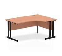 Impulse 1600mm Right Crescent Desk Beech Top Black Cantilever Leg