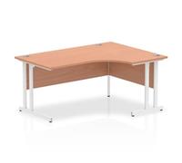 Impulse 1600mm Right Crescent Desk Beech Top White Cantilever Leg