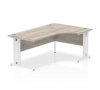 Impulse 1600mm Right Crescent Desk Grey Oak WhiteCable Managed Leg
