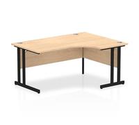 Impulse 1600mm Right Crescent Desk Maple Top Black Cantilever Leg