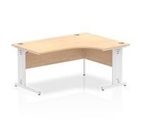 Impulse 1600mm Right Crescent Desk Maple Top White Cable Managed Leg