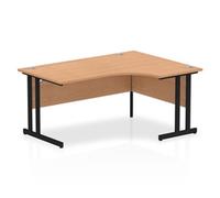 Impulse 1600mm Right Crescent Desk Oak Top Black Cantilever Leg