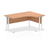 Corner Desks Right Hand Crescent Oak MFC Cantilever Legs White Impulse 1600/1200 x 600/800 x 730mm
