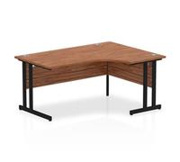 Impulse 1600mm Right Crescent Desk Walnut Top Black Cantilever Leg