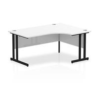 Impulse 1600mm Right Crescent Desk White Top Black Cantilever Leg