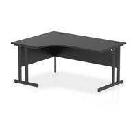 Impulse 1600mm Right Crescent Office Desk Black Top Black Cantilever Leg