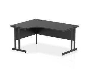 Impulse 1600mm Right Crescent Office Desk Black Top Black Cantilever Leg