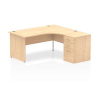 Impulse Bench 1600mm Right Crescent Office Desk Maple Top Panel End Leg Workstat